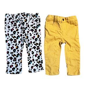 Bundle of 2 Garanimals Baby Girls Pants Sz 12 Months Cute Animal Print and Brigh